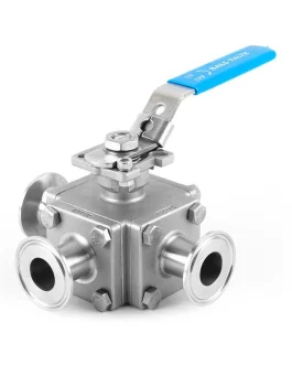 Hygienic Encapsulated Sanitary Tri-Clamp 3-Way Ball Valve