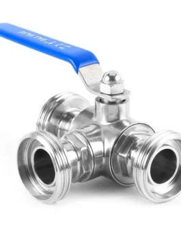 Sanitary Stainless Steel Male Thread 3 Way Ball Valve
